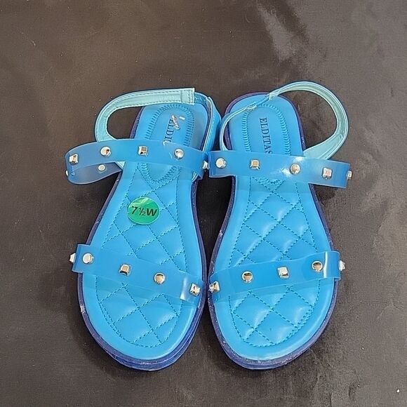 BRAND NEW ELDITAS JELLY STUDDED DOUBLE AND ANKLE STRAP WOMEN"S OPEN TOE … - Picture 1 of 12